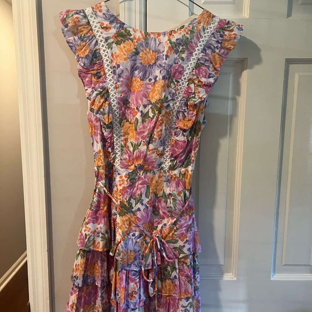 Hello Molly Pink and Orange Ruffled Tie Front Sundress